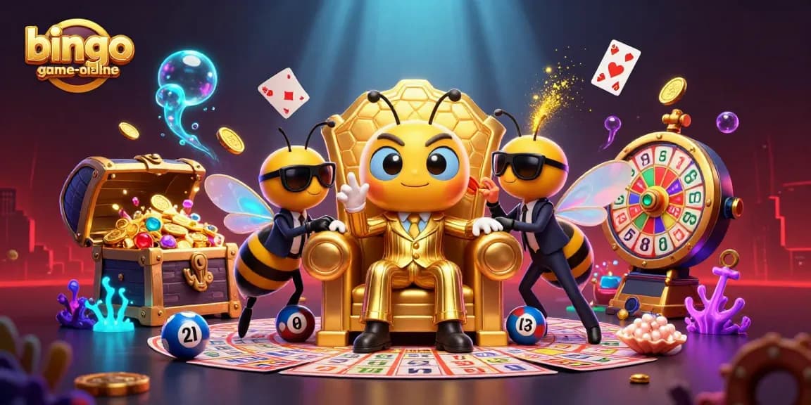 Engage in jackpot bingo action with bingo-game-online's vibrant, exciting digital illustration full of gaming elements.