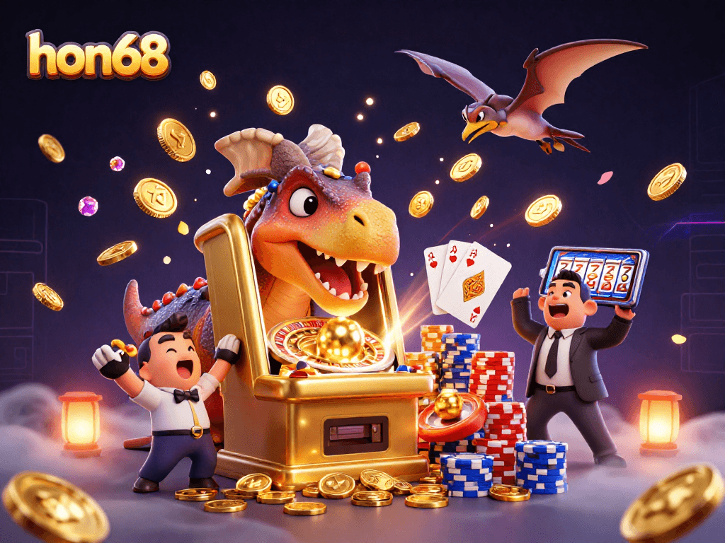 Get ready to win at hon68 with a playful pachycephalosaurus hitting the jackpot!