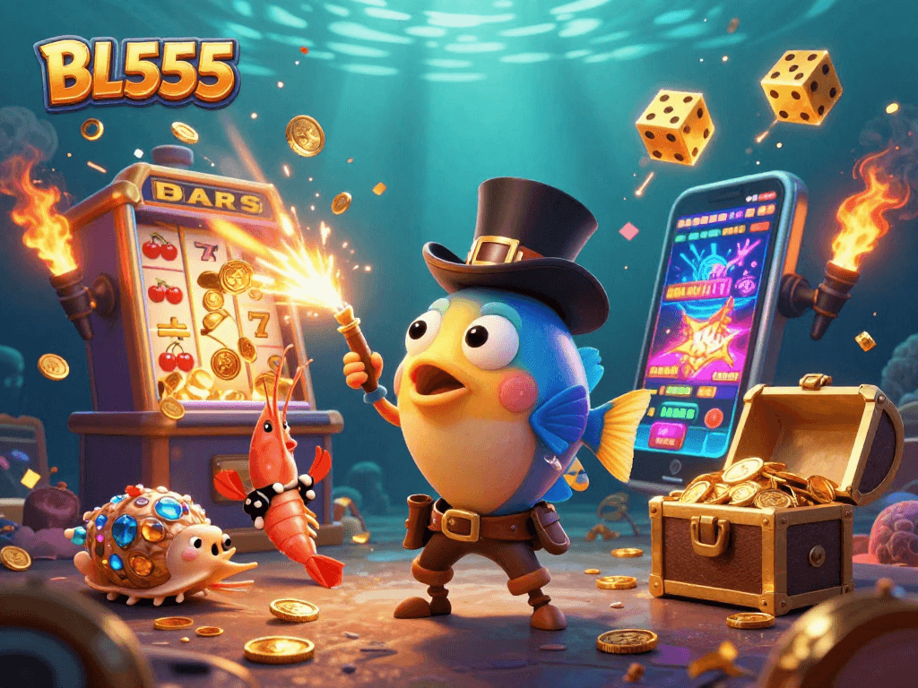 Engage in thrilling wins at BL555 with dynamic 3D characters and lively casino elements.