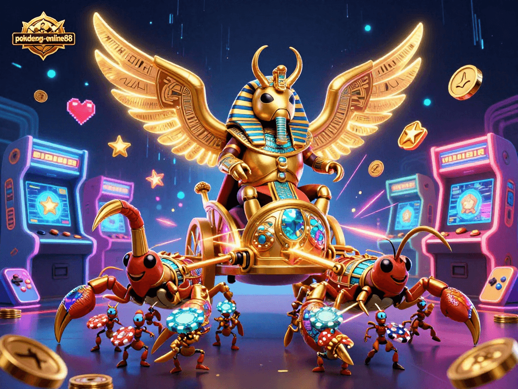 Experience strategic play in Pokdeng-online88 with vibrant characters and game elements engaging in action.