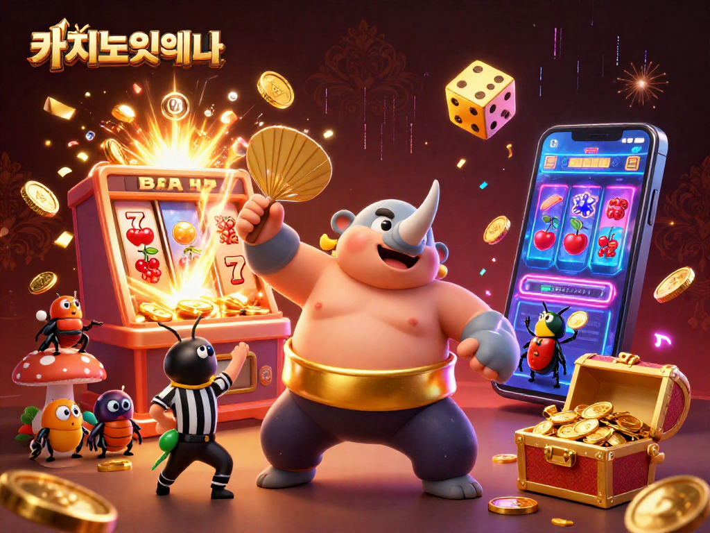 안정적이고 다양한 카지노사이트를 경험하며 슬롯 머신의 잭팟을 터뜨리는 장면입니다.