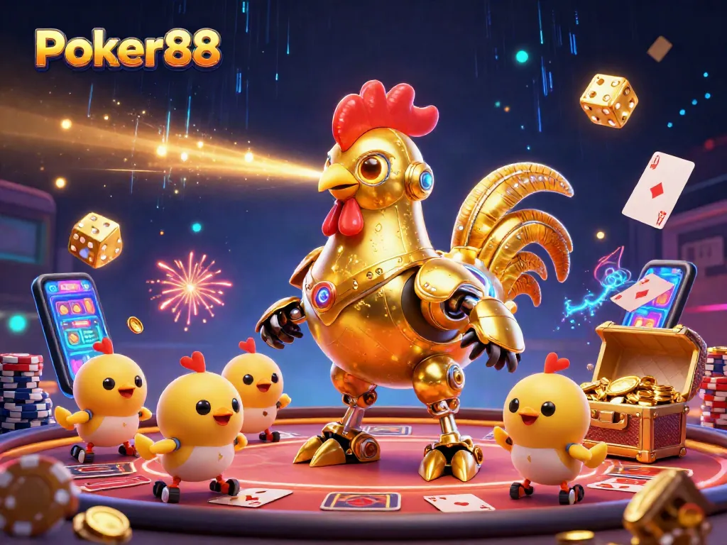 Engage with Poker88's thrilling poker action amid a colorful casino atmosphere