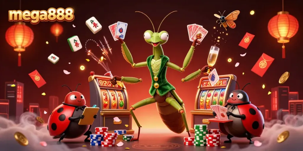 Menang peluang dengan mega888 dalam suasana kasino yang menarik dan penuh warna.