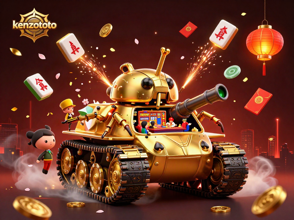 Kenzototo showcases a thrilling casino adventure with a golden beetle tank and vibrant game elements.
