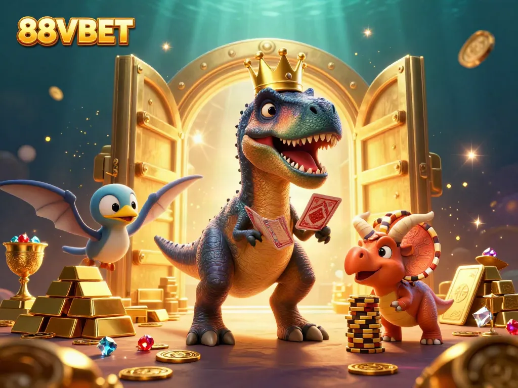 Experience 88VBET’s vibrant gaming scene with lively characters and dazzling treasures.