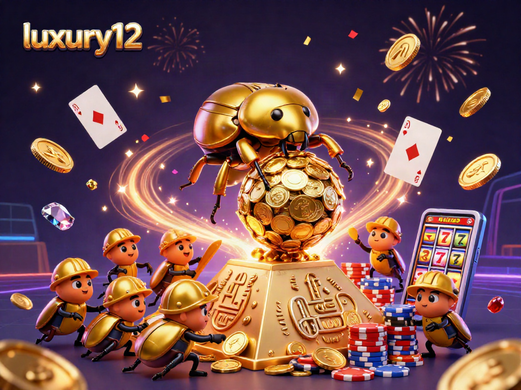 Permainan mewah dengan luxury12 mengumpulkan koin emas sambil merayakan kemenangan dalam suasana ceria.