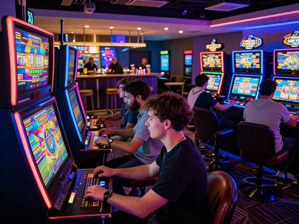 Engaging nx303 login experience in vibrant gaming lounge environment.
