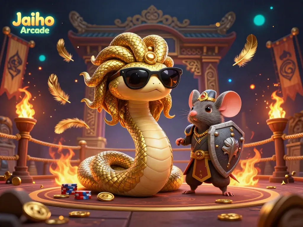 Experience thrilling gameplay at Jaiho Arcade with enchanting characters in a lively casino atmosphere.