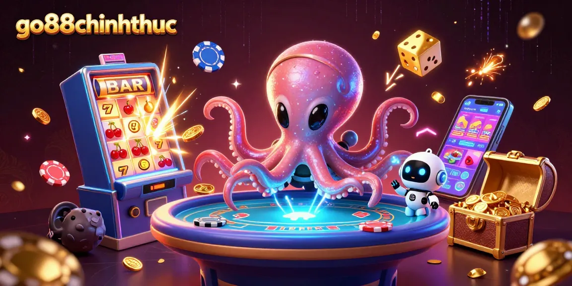 Experience the thrill of go88chinhthuc at an exciting holographic poker table with an alien octopus.