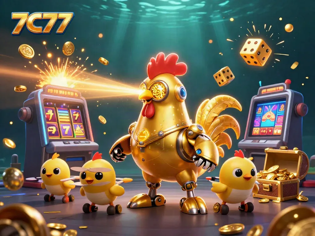 Experience thrilling action at 7C77 with vibrant casino elements and engaging characters!