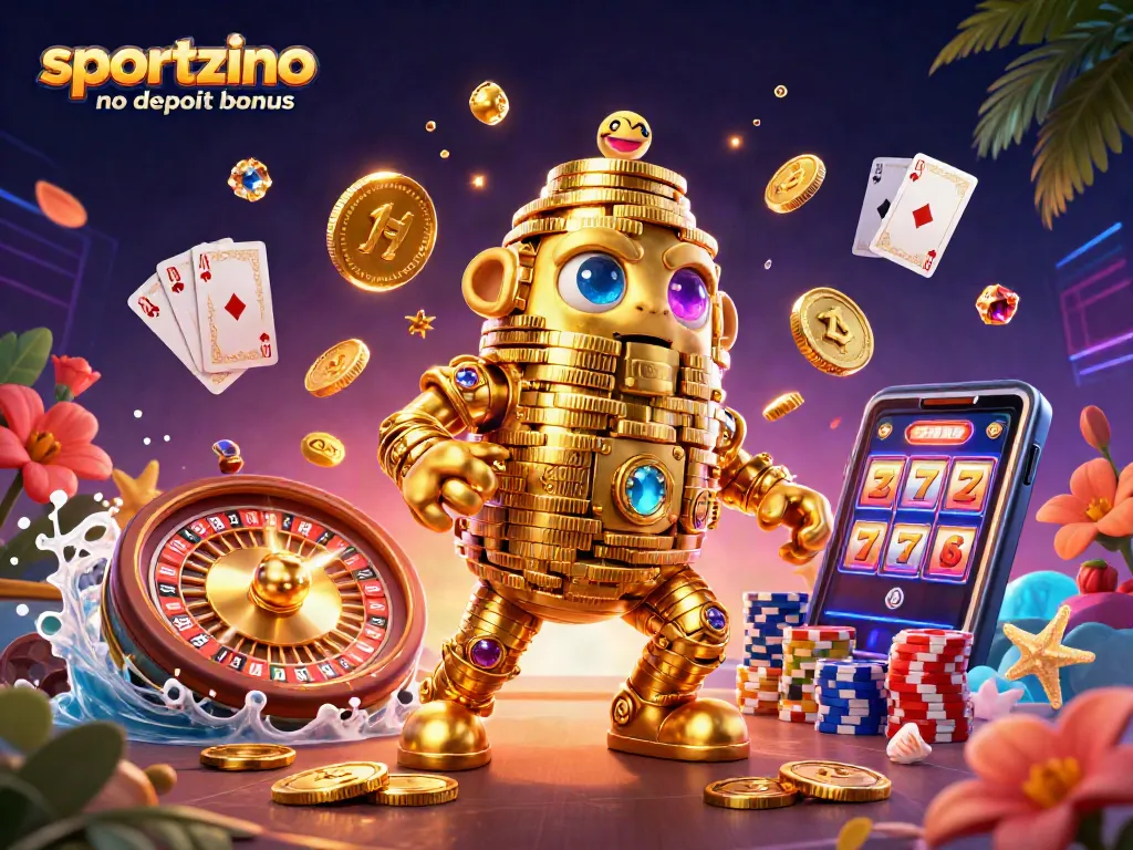 Engage with sportzino no deposit bonus, enjoying free spins and bonuses in a vibrant casino scene.