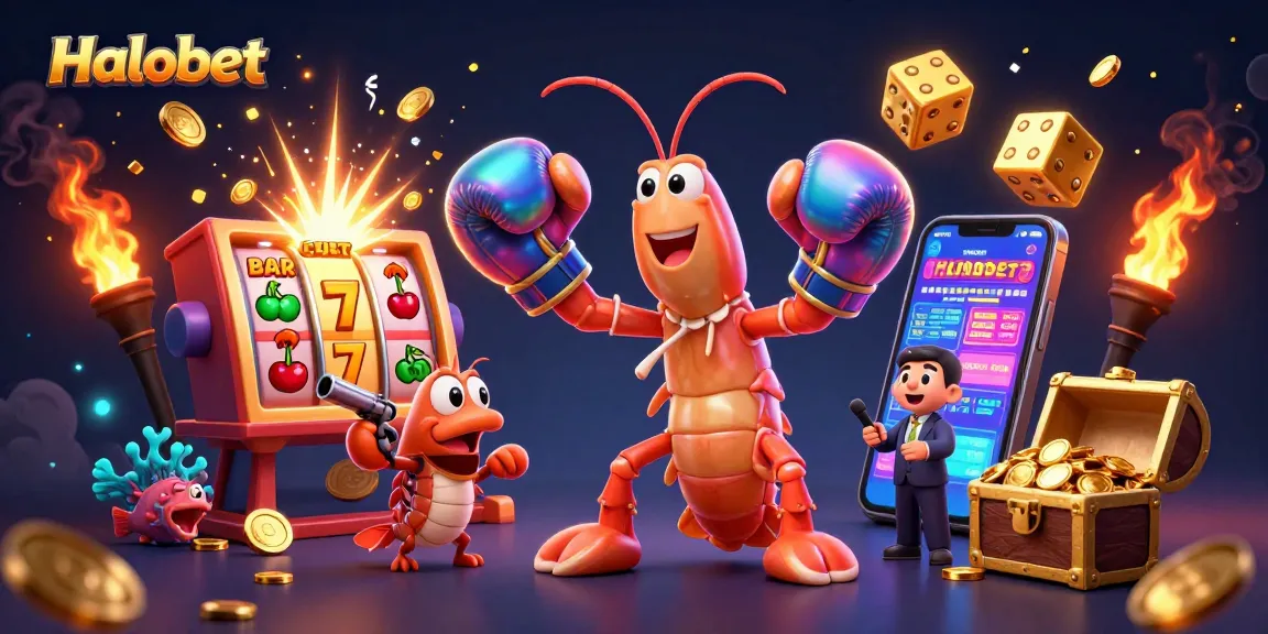 Experience Halobet gaming excitement with vibrant casino-themed 3D illustration showcasing dynamic characters and rich details.