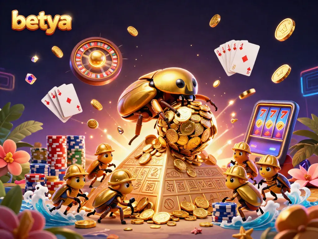 Spin to win at Betya's vibrant casino with gold coins and dazzling treasures.