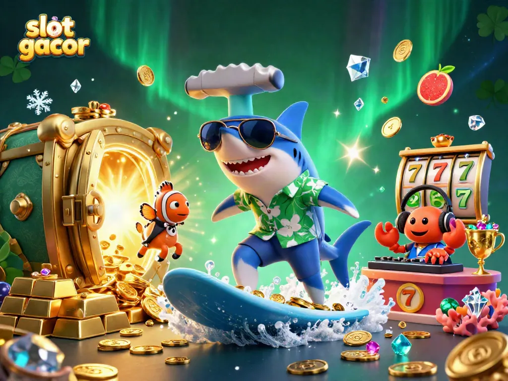 Experience the thrill of gaming with slot gacor as shark and friends dive into treasure.
