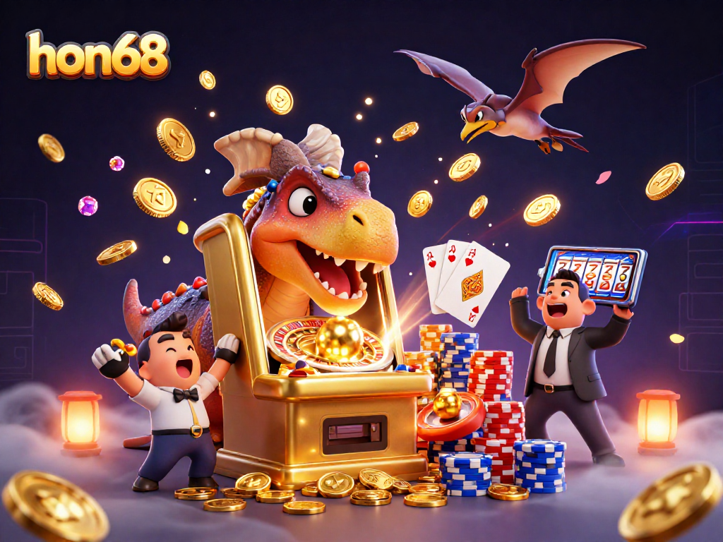 Get ready to win at hon68 with a playful pachycephalosaurus hitting the jackpot!
