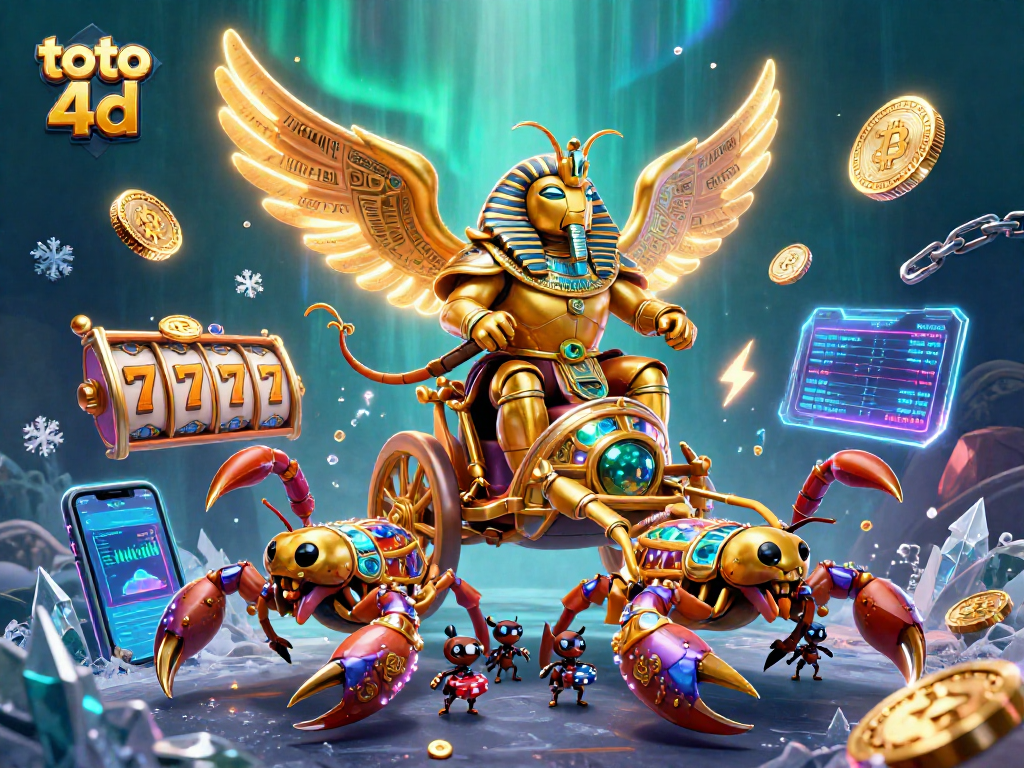 Engage with the excitement of toto 4D as a golden scarab beetle leads a thrilling gaming adventure.