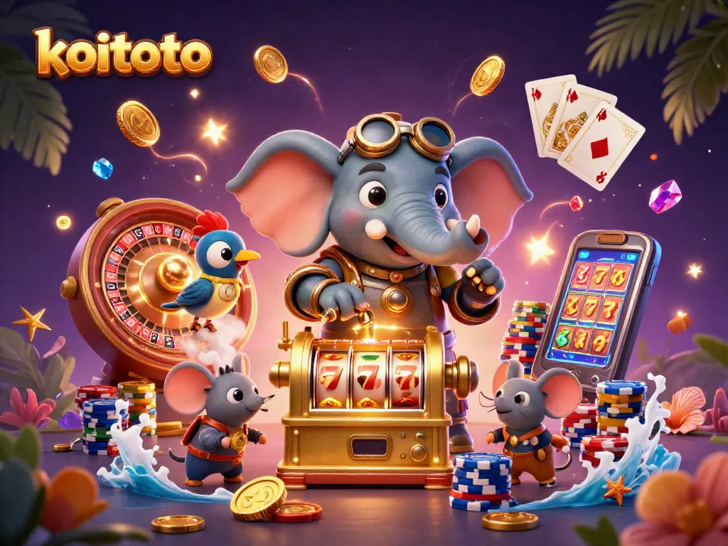 Koitoto offers thrilling online gaming with a steampunk-themed slot machine operated by a charming elephant engineer.