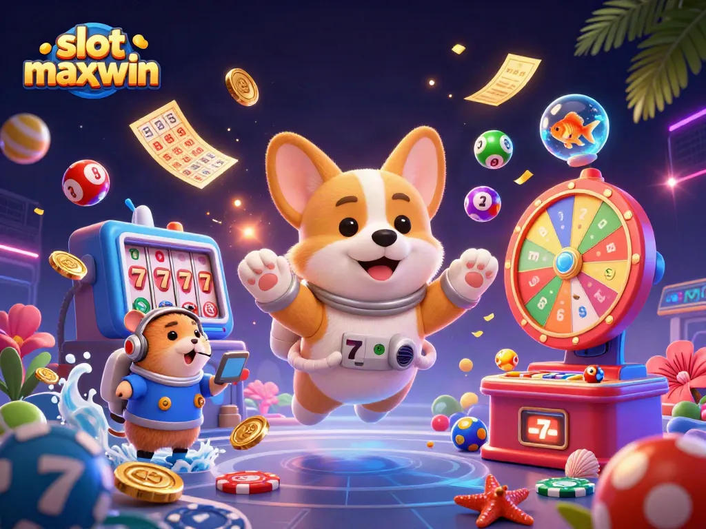 Experience slot maxwin excitement with a vibrant scene of animated characters in a casino