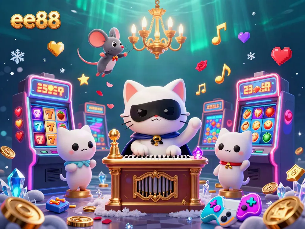 Spin the reels at ee88: A colorful casino illustration with gaming excitement and charm.