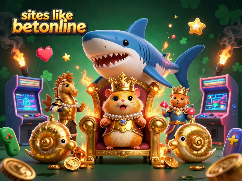 Engage with top sites like betonline in a vibrant casino-inspired 3D gaming scene.