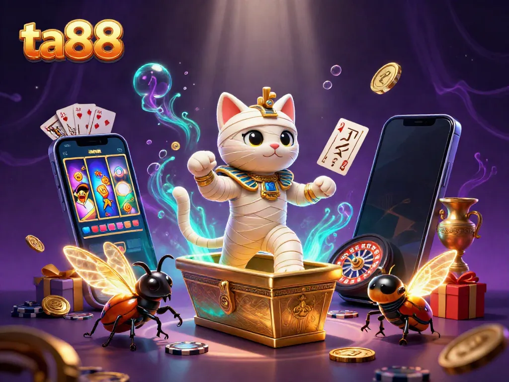 Experience the thrill of ta88 with a dynamic casino scene featuring vibrant elements and characters.