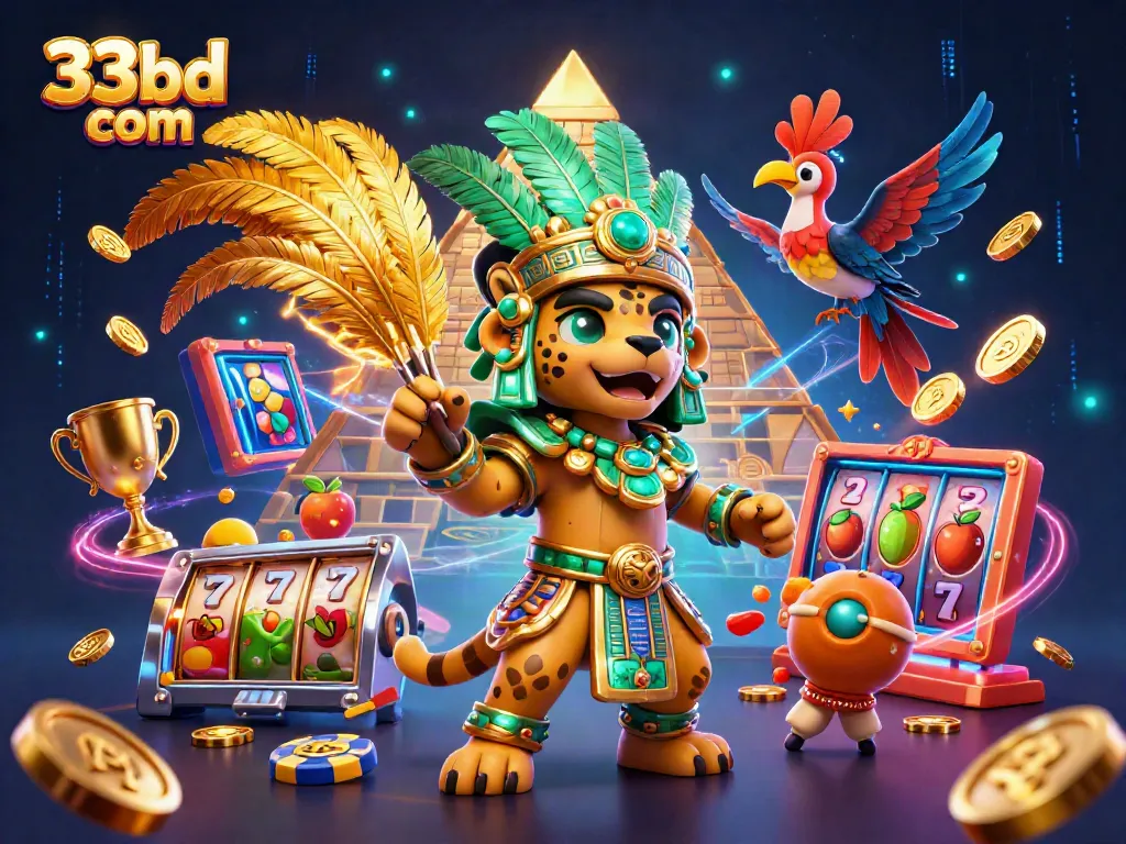 Experience the thrill of 33bd com with vibrant 3D Mayan-themed casino design, featuring striking characters and gaming elements.