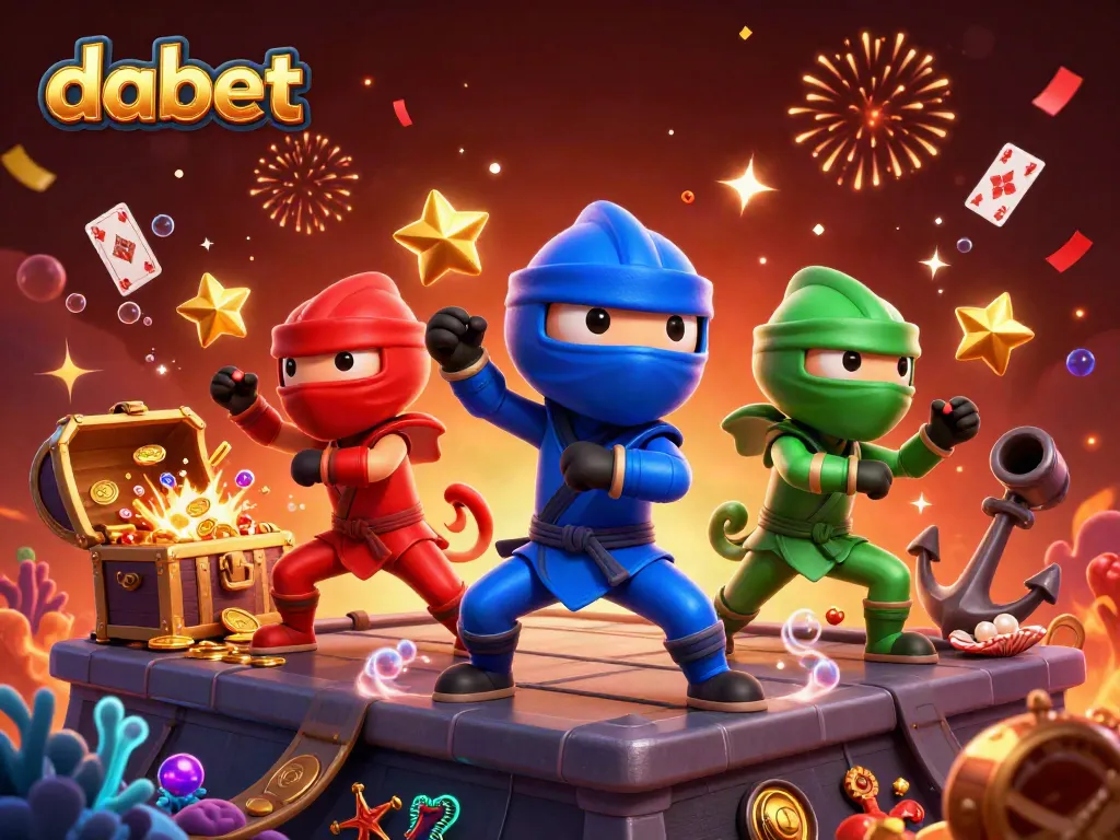 Engage with dabet's vibrant online casino scene featuring dynamic ninja chameleons and treasures.