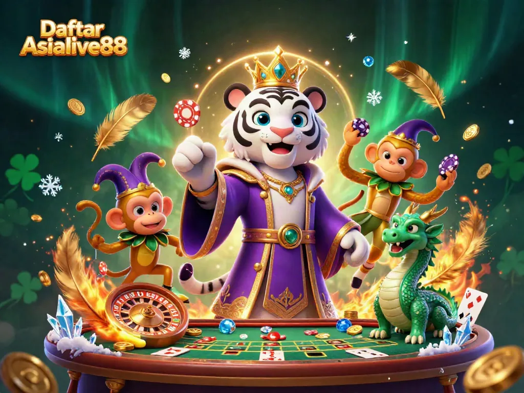 Experience Daftar Asialive88 with iconic casino characters, vibrant game elements, and interactive ambiance.