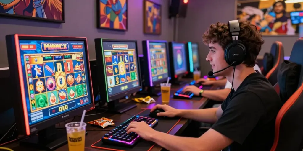 Exciting online gaming experience featuring a player engaging with สล็อต on a vibrant digital slot machine.