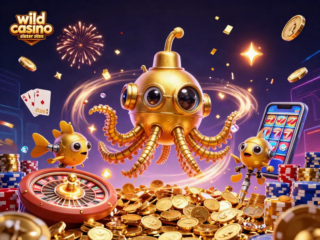 Experience thrilling action at wild casino sister sites with a vibrant, colorful casino scene.