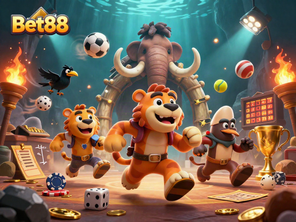 Bet88 offers an engaging prehistoric casino experience with thrilling games and colorful betting elements.