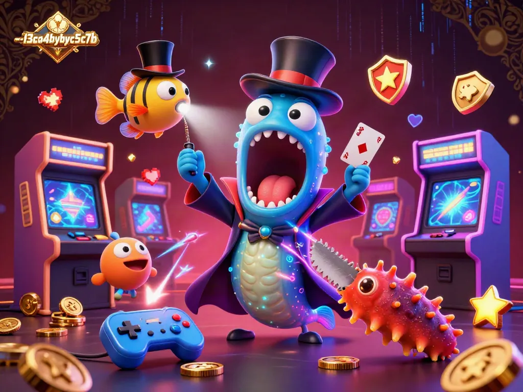 Watch the gulper eel perform thrilling card tricks in xn--l3ca4bybyc5c7b's colorful casino world.