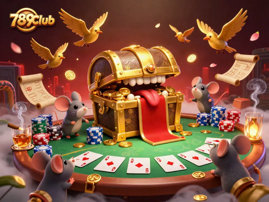 Experience thrills at 789Club with adventurous mice seeking riches at a vibrant casino scene.