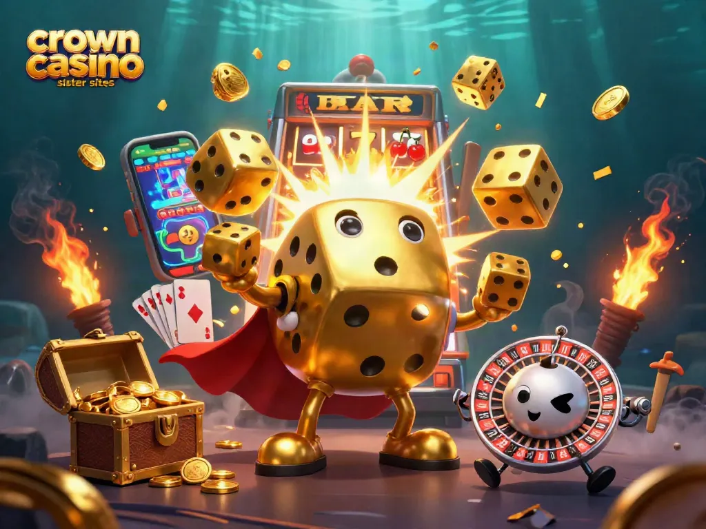 Engage players with crown coins casino sister sites showcasing dynamic gaming elements and joyful characters.