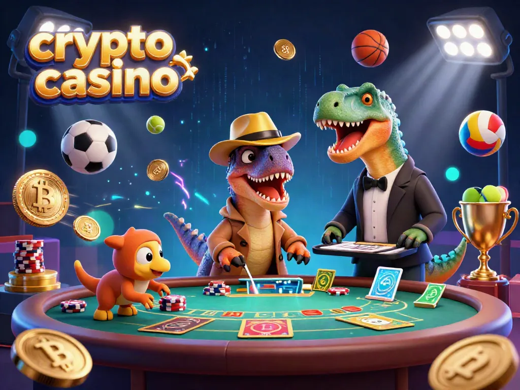 Engage in the thrilling realm of crypto casino with a velociraptor card counter, stegosaurus pit boss, and dynamic gaming elements.