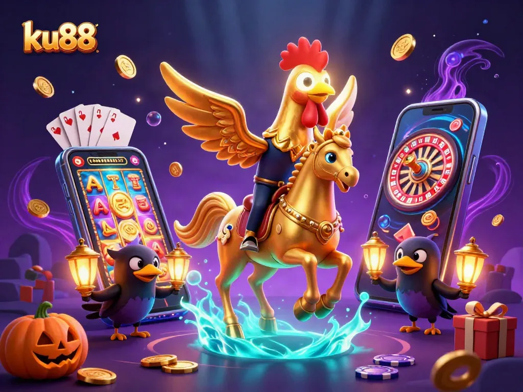 Experience thrilling casino gameplay with ku88, featuring golden rooster and dynamic slot elements.