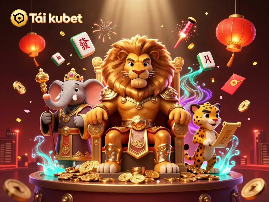 Engage with Tải kubet through a vibrant 3D casino illustration featuring colorful characters and dynamic game elements.