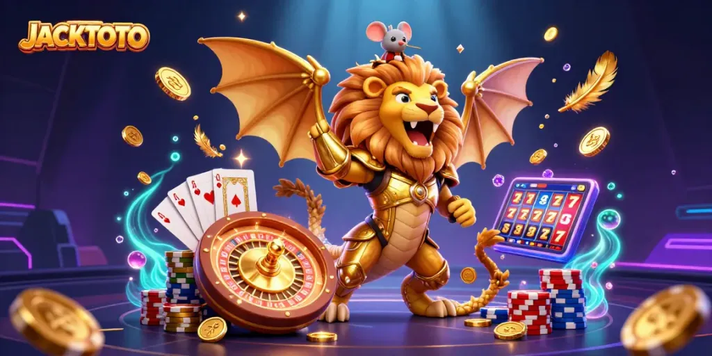 Experience the excitement of JACKTOTO with a 3D chimera roaring and casino elements scattering around.