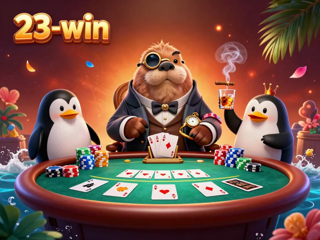 Engage in poker action at 23-win with an underwater scene featuring unique characters and rich game elements.